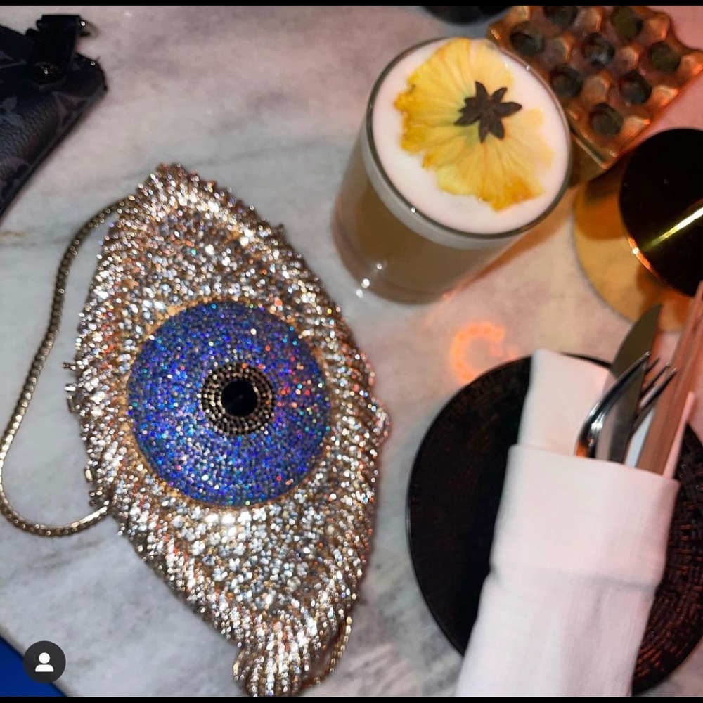 Crochet Evening Hand Bag for Women with Evil Eye